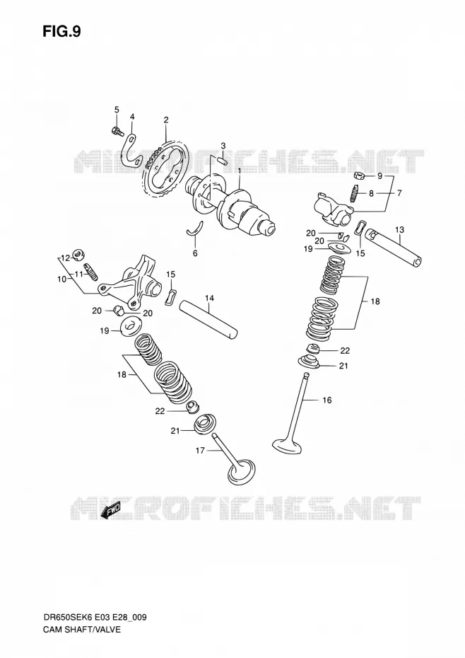 CAMSHAFT - VALVES Suzuki MOTO 650 DR 2010  DR650SE L0 (E03,E28,E33)
