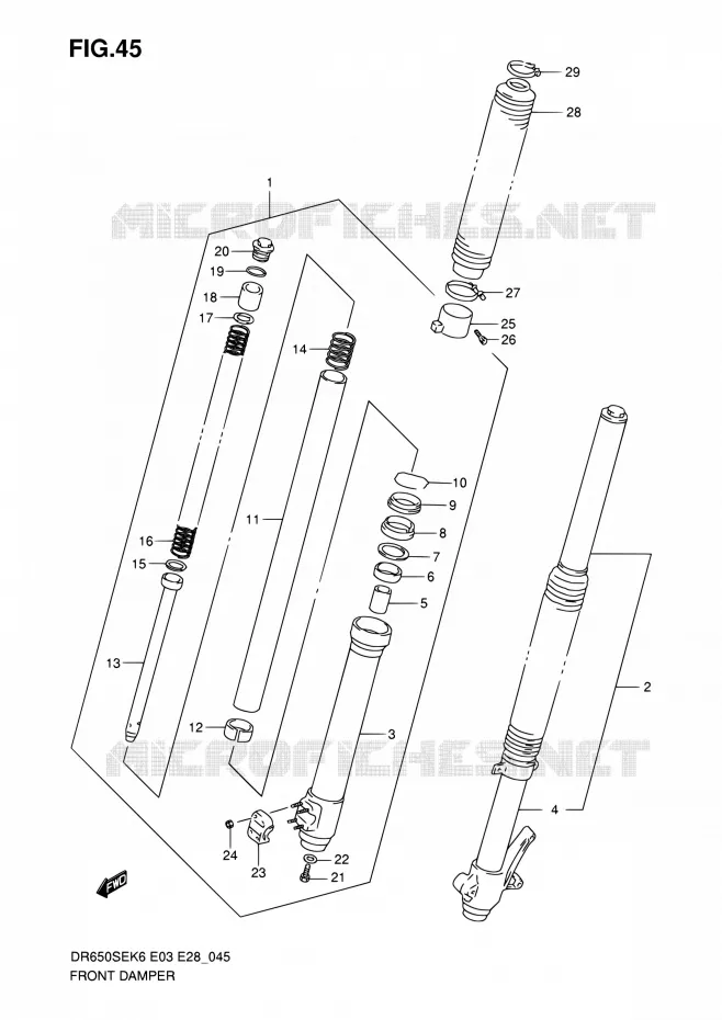 FRONT FORK Suzuki MOTO 650 DR 2010  DR650SE L0 (E03,E28,E33)