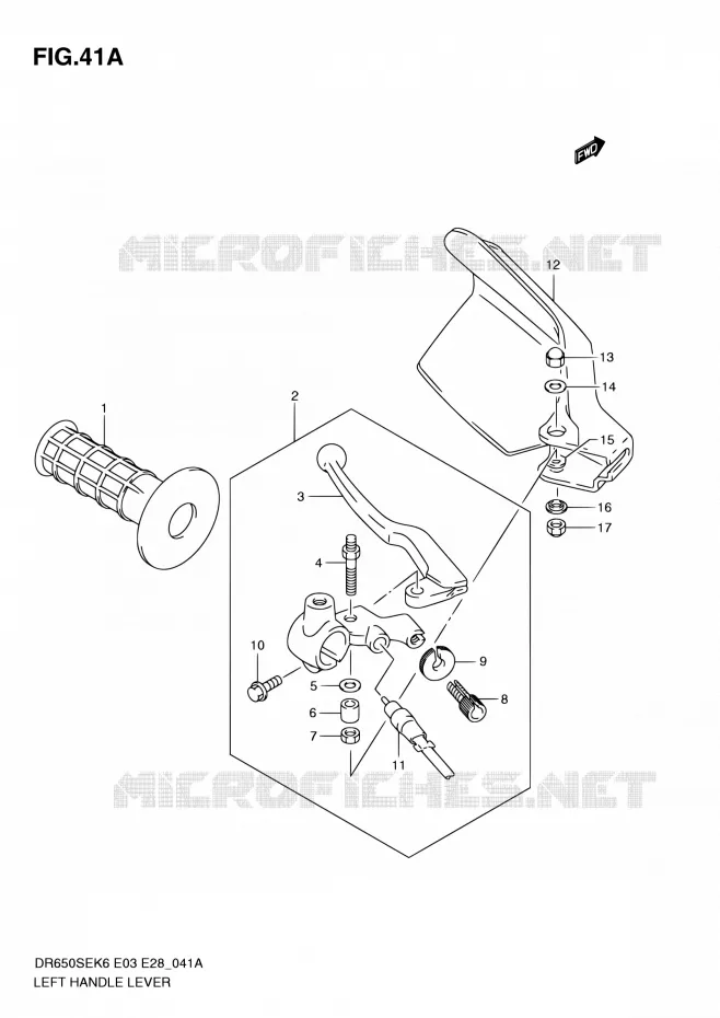 LEFT LEVER - HANDGRIP (MODEL L0) Suzuki MOTO 650 DR 2010  DR650SE L0 (E03,E28,E33)