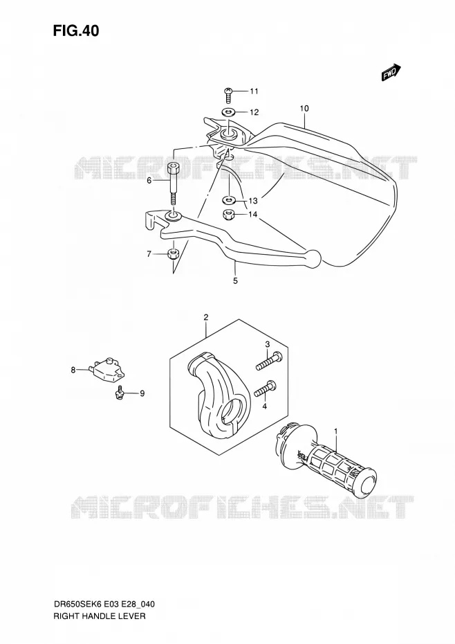 RIGHT LEVER Suzuki MOTO 650 DR 2010  DR650SE L0 (E03,E28,E33)