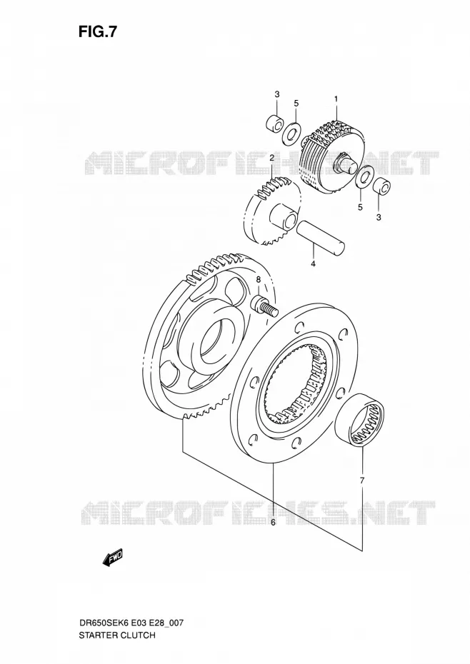 STARTER MOTOR CLUTCH Suzuki MOTO 650 DR 2010  DR650SE L0 (E03,E28,E33)