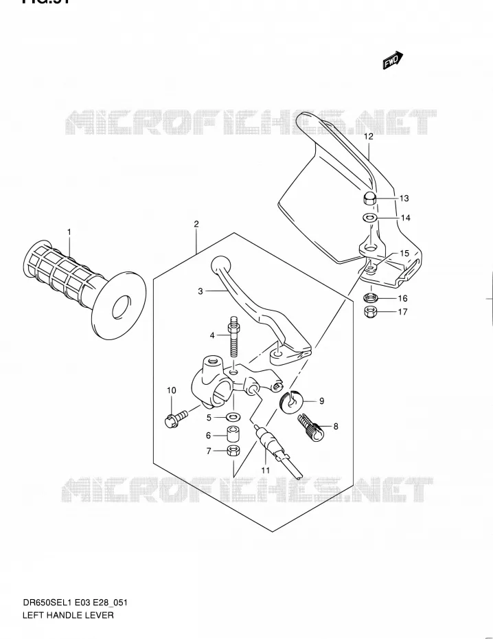 LEFT LEVER - HANDGRIP Suzuki MOTO 650 DR 2011  DR650SE L1 (E03,E28,E33)