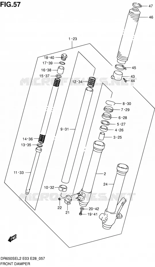 FRONT FORK Suzuki MOTO 650 DR 2012  DR650SE L2 (E03,E28,E33)