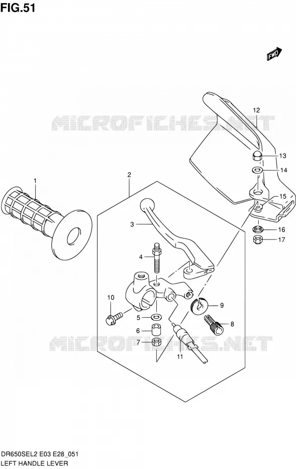 LEFT LEVER - HANDGRIP Suzuki MOTO 650 DR 2012  DR650SE L2 (E03,E28,E33)