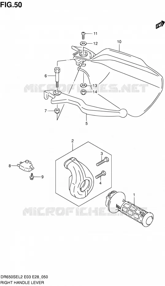 RIGHT LEVER Suzuki MOTO 650 DR 2012  DR650SE L2 (E03,E28,E33)