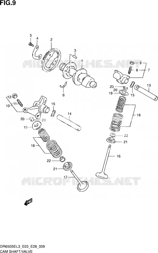 CAMSHAFT - VALVES Suzuki MOTO 650 DR 2013  DR650SE L3 (E03,E28,E33)