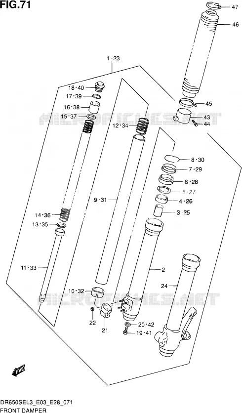 FRONT FORK Suzuki MOTO 650 DR 2013  DR650SE L3 (E03,E28,E33)