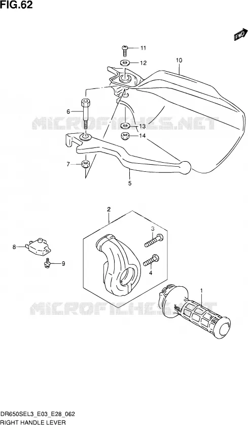 RIGHT LEVER Suzuki MOTO 650 DR 2013  DR650SE L3 (E03,E28,E33)