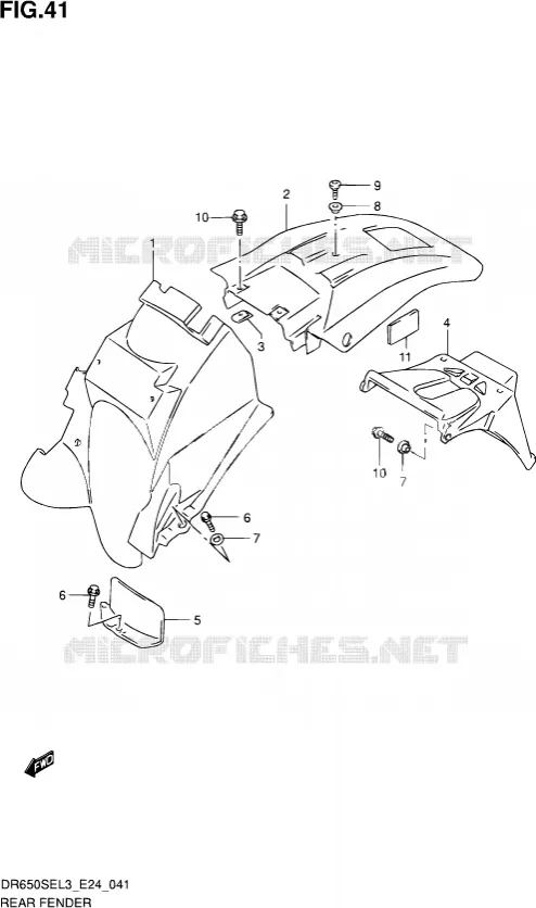 REAR FEDNER Suzuki MOTO 650 DR 2013  DR650SE L3 (E24)