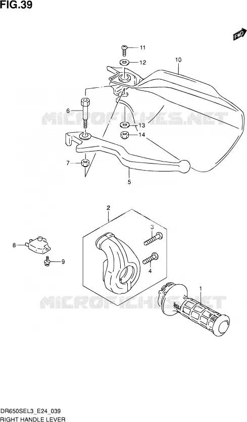 RIGHT LEVER Suzuki MOTO 650 DR 2013  DR650SE L3 (E24)