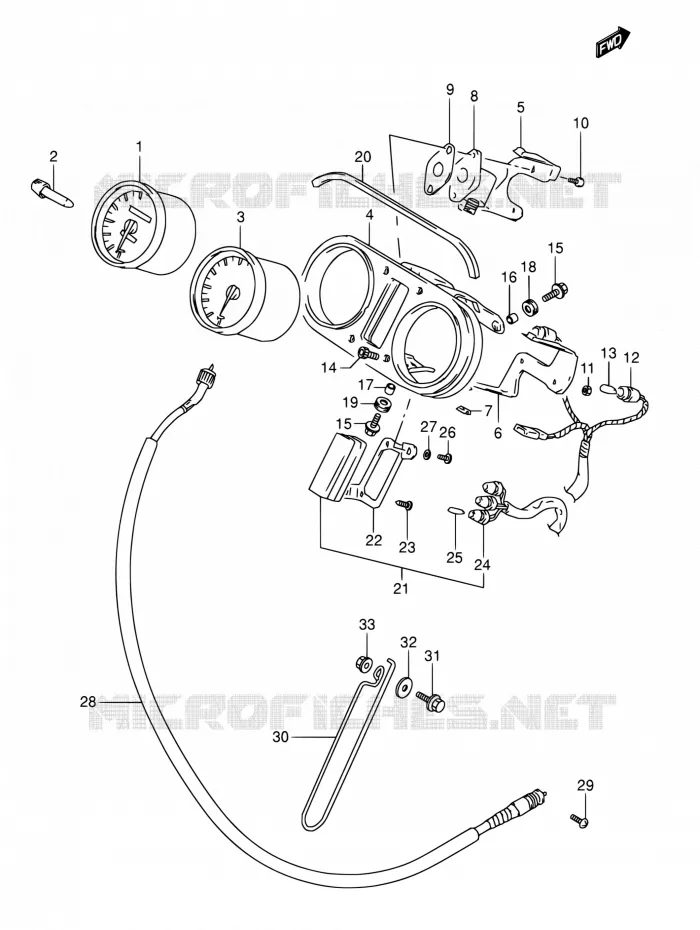 SPEEDOMETER (MODELE M/N/P/R) Suzuki MOTO 800 DR 1992  DR800S N/DR800SU N