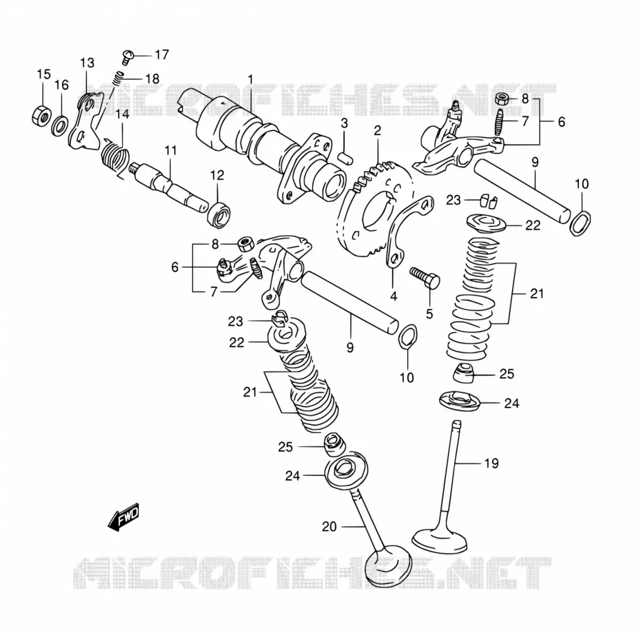 CAMSHAFT - VALVES Suzuki MOTO 800 DR 1993  DR800S P/DR800SU P