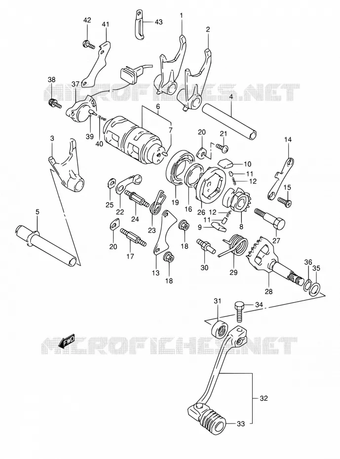 GEAR SHIFTING ASSY Suzuki MOTO 800 DR 1993  DR800S P/DR800SU P