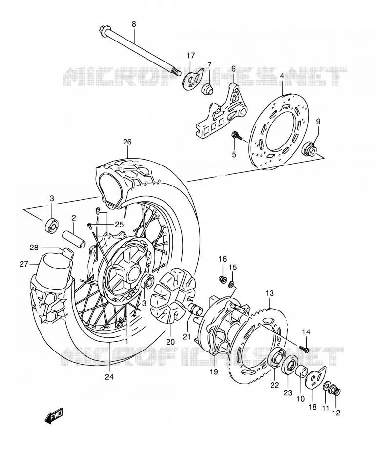 REAR WHEEL Suzuki MOTO 800 DR 1993  DR800S P/DR800SU P