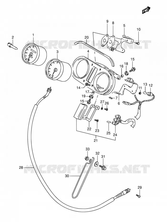 SPEEDOMETER (MODELE M/N/P/R) Suzuki MOTO 800 DR 1994  DR800S R/DR800SU R