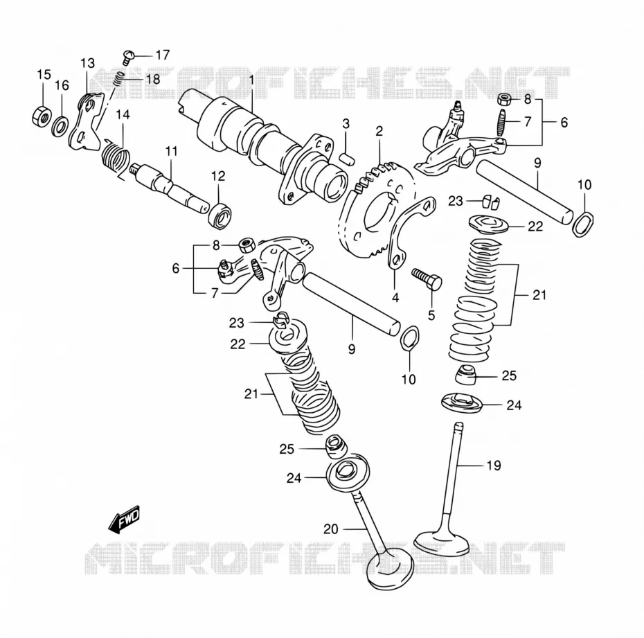 CAMSHAFT - VALVES Suzuki MOTO 800 DR 1995  DR800S S/DR800SU S