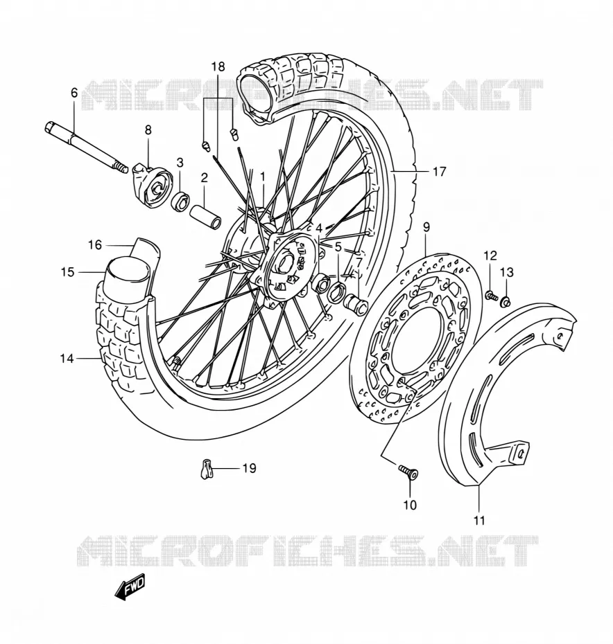 FRONT WHEEL Suzuki MOTO 800 DR 1995  DR800S S/DR800SU S