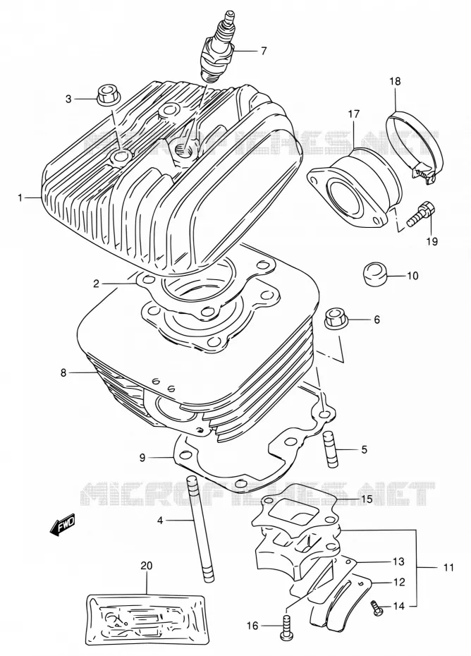 CYLINDER Suzuki MOTO 80 DS 1999  DS80 W (E03,E28,E33)