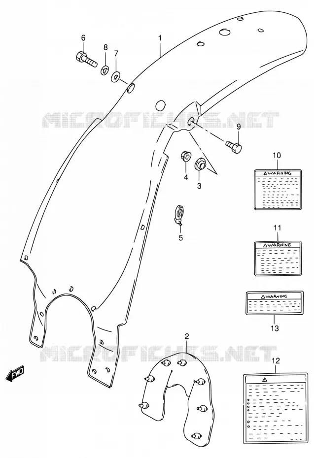 REAR FEDNER (MODELE T/V/W/X) Suzuki MOTO 80 DS 1998  DS80 W (E03,E28,E33)
