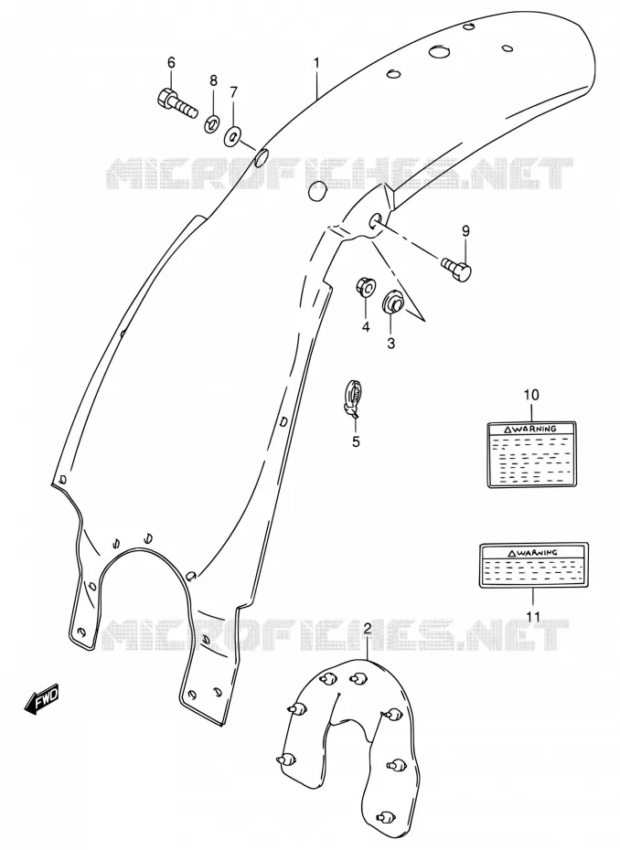 REAR FEDNER (MODELE Y) Suzuki MOTO 80 DS 1999  DS80 W (E03,E28,E33)