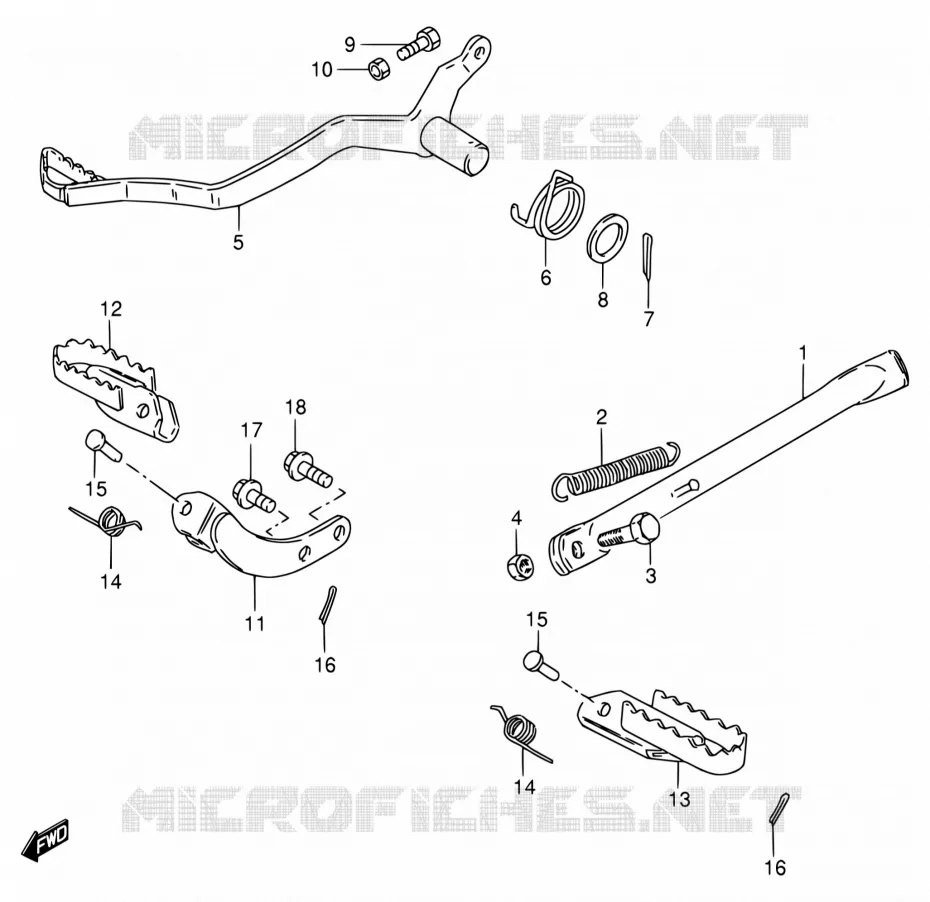 SIDE STAND - BRAKE PEDAL Suzuki MOTO 80 DS 1999  DS80 X (E03,E28,E33)