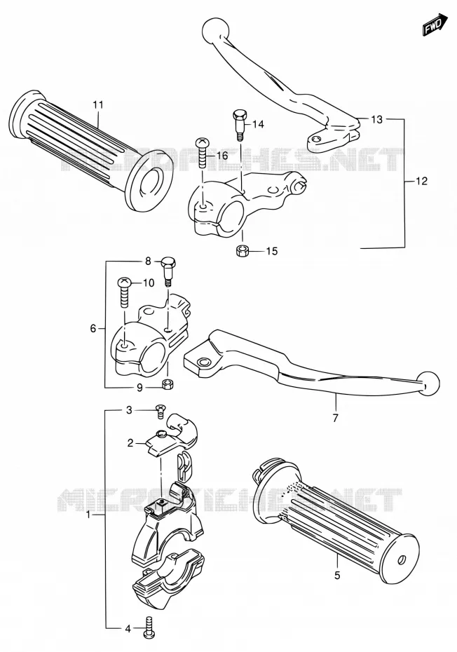 HANDGRIPS - LEVERS  Suzuki MOTO 80 DS 2000  DS80 Y (E03,E28,E33)