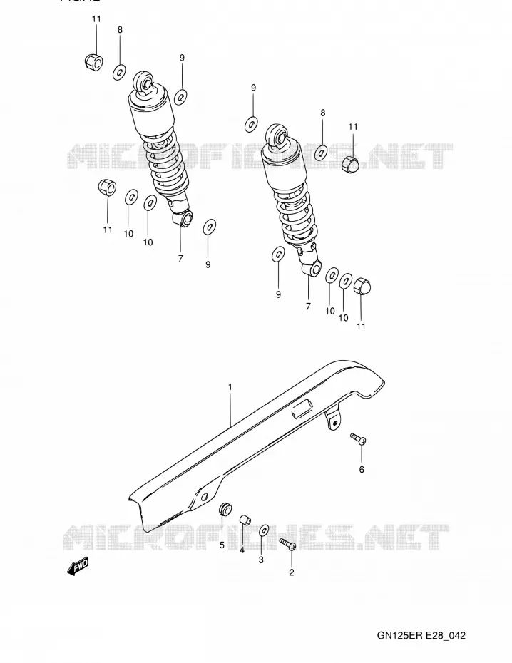 CHAIN GUARD - REAR SHOCK ABSORBER Suzuki MOTO 125 GN 1994  GN125E R (E03,E28,E33)