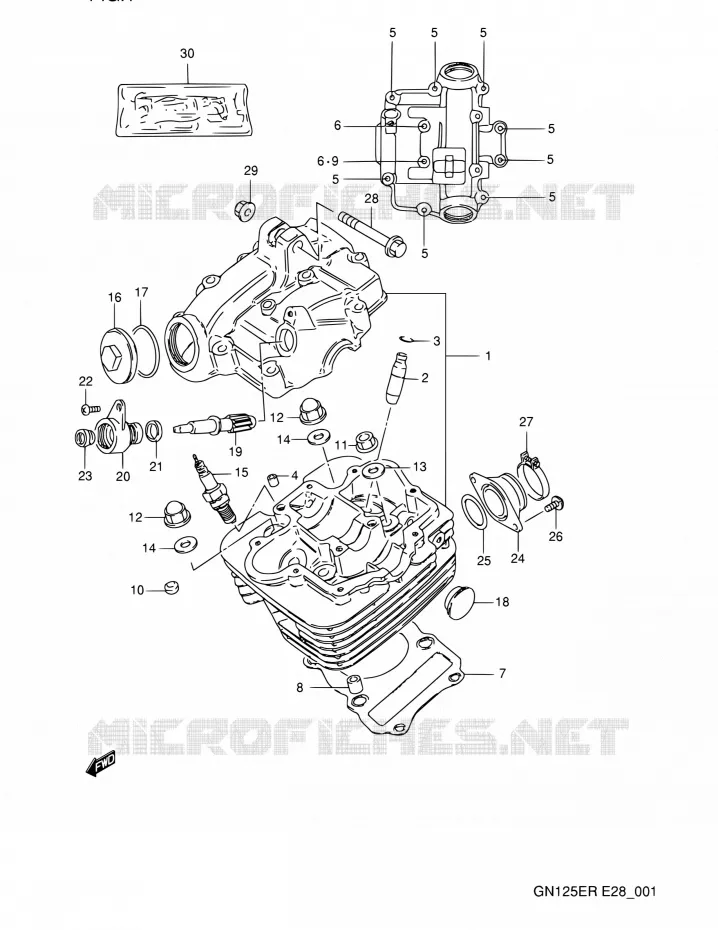 CYLINDER HEAD Suzuki MOTO 125 GN 1994  GN125E R (E03,E28,E33)