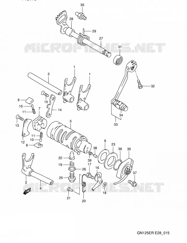 GEAR SHIFTING ASSY Suzuki MOTO 125 GN 1994  GN125E R (E03,E28,E33)