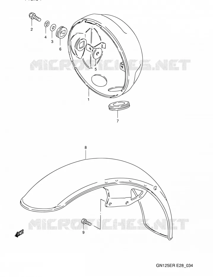 HEAD LAMP HOUSING Suzuki MOTO 125 GN 1994  GN125E R (E03,E28,E33)