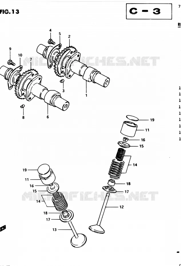 CAMSHAFT - VALVES Suzuki MOTO 450 GS-E 1982  GS450EZ
