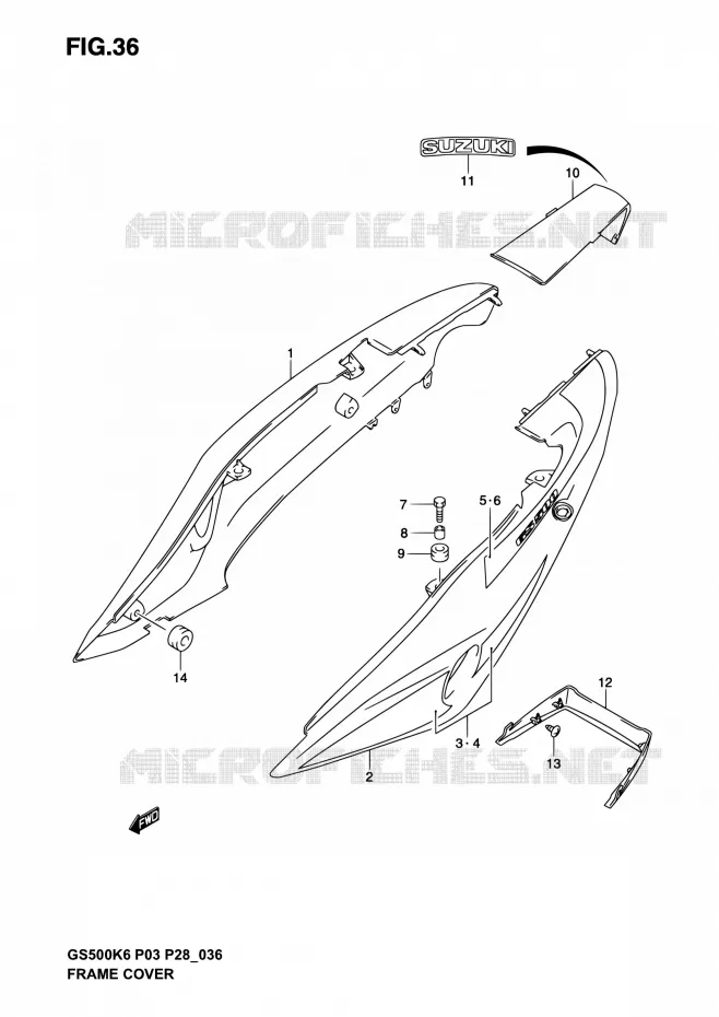 FAIRING  (MODELE K3) Suzuki MOTO 500 GS-E 2003  GS500 K3 (P03,P28,P33)