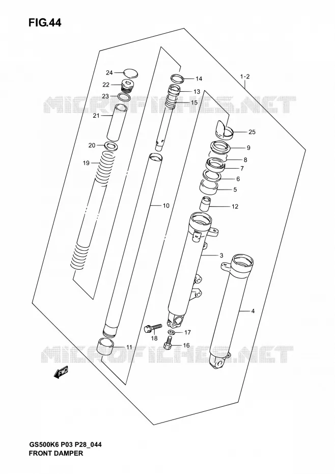 FRONT FORK (MODELE K3) Suzuki MOTO 500 GS-E 2003  GS500 K3 (P03,P28,P33)