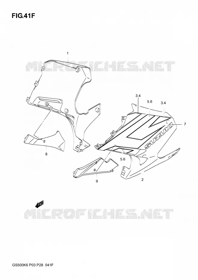 LOWER COWLING  (GS500FK5) Suzuki MOTO 500 GS-E 2003  GS500 K3 (P03,P28,P33)