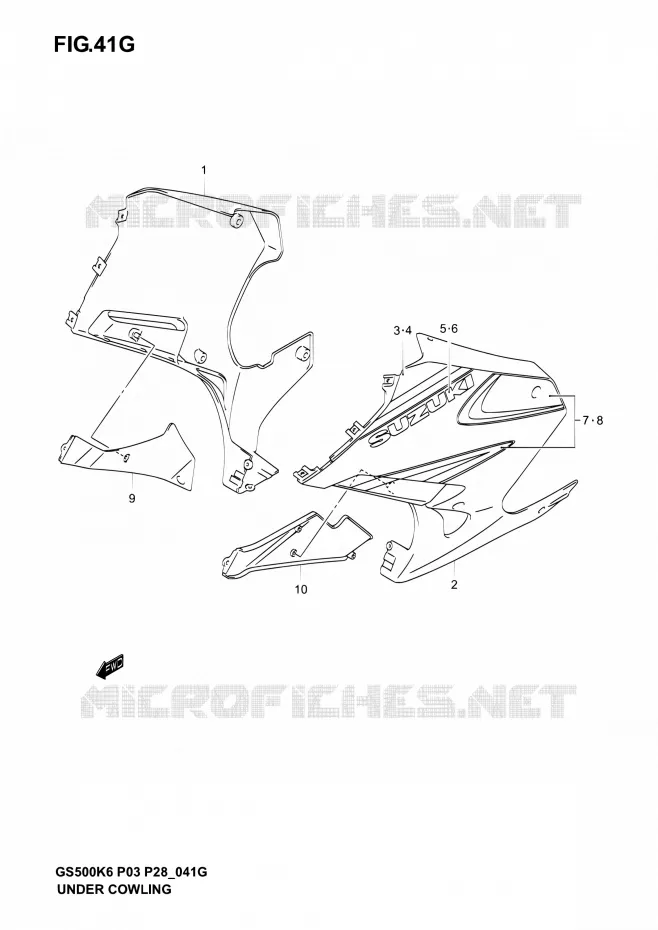 LOWER COWLING  (GS500FK6) Suzuki MOTO 500 GS-E 2003  GS500 K3 (P03,P28,P33)