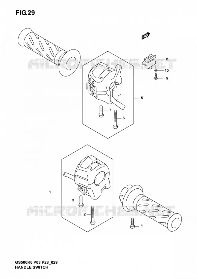 SWITCHES (MODELE K3/K4/K5) Suzuki MOTO 500 GS-E 2003  GS500 K3 (P03,P28,P33)