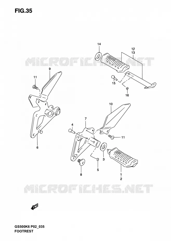 FOOTREST Suzuki MOTO 500 GS-E 2003  GS500 K3 (P19,P24,P54)