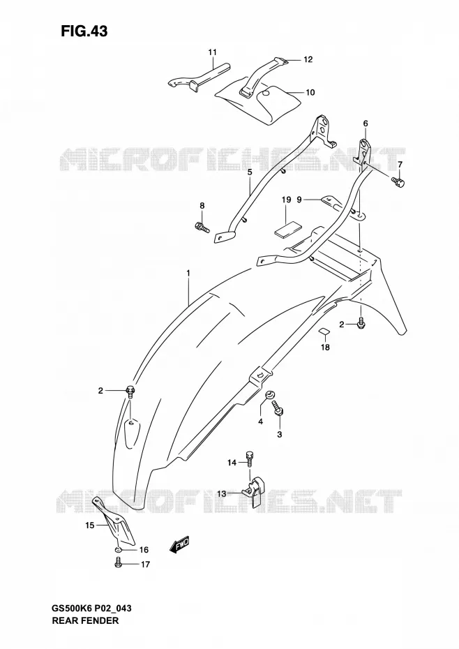 REAR FEDNER Suzuki MOTO 500 GS-E 2004  GS500 K4 (P02,P19,P24,P54)