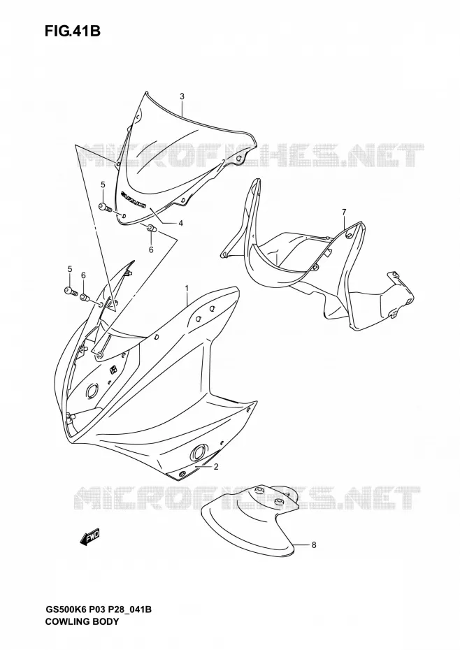 FAIRING (GS500FK5) Suzuki MOTO 500 GS-E 2004  GS500 K4/GS500F K4 (P03,P28,P33)