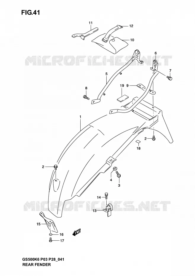 REAR FEDNER Suzuki MOTO 500 GS-E 2004  GS500 K4/GS500F K4 (P03,P28,P33)