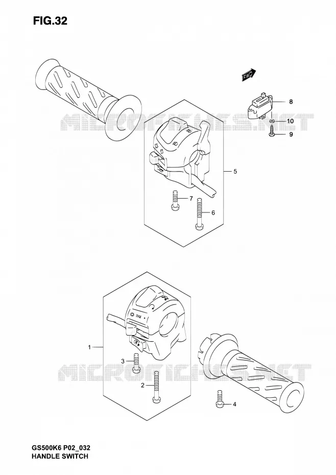 SWITCHES (MODELE K4/K5) Suzuki MOTO 500 GS-E 2005  GS500 K5 (P02,P19,P24,P54)
