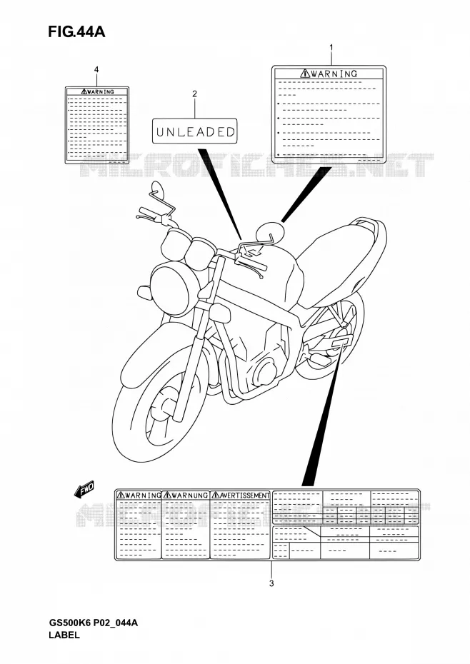 LABEL (MODELE K4/K5/K6) Suzuki MOTO 500 GS-E 2006  GS500 K6 (P02,P19,P24,P54)