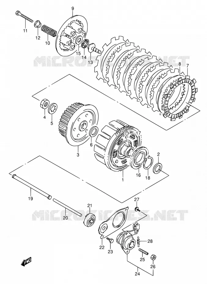 CLUTCH Suzuki MOTO 500 GS-E 1994  GS500E R/GS500EU R (E02,E04,P09,E18,E21,E22,E24,E25,E34,E37,E39,E53)