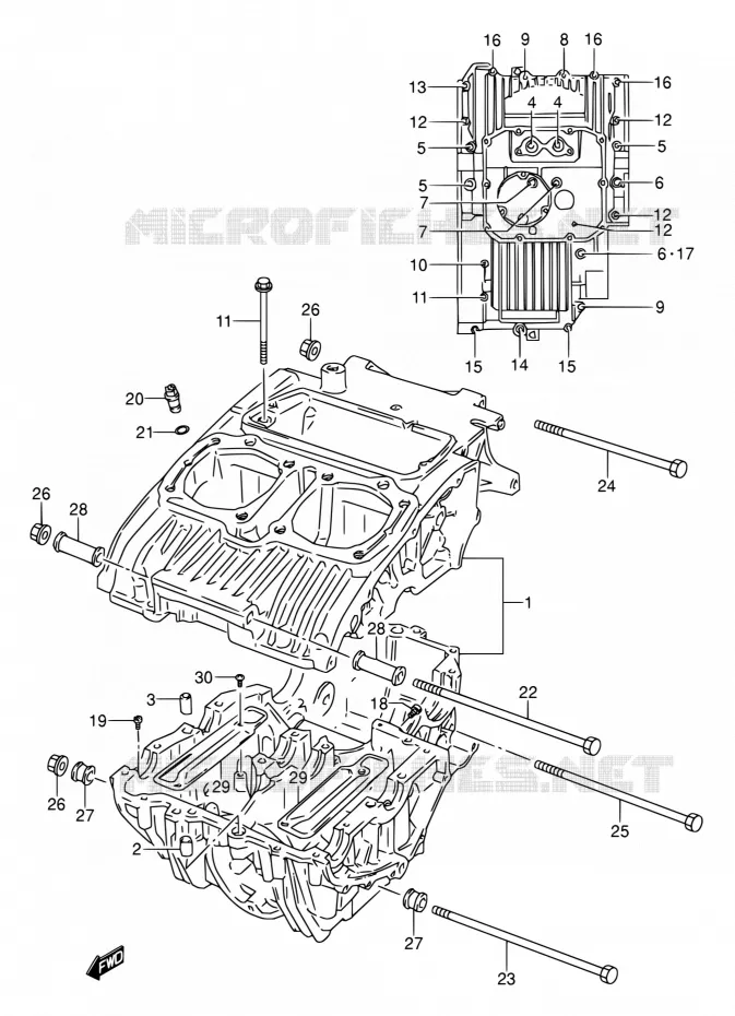 CRACKCASE COVER Suzuki MOTO 500 GS-E 1994  GS500E R/GS500EU R (E02,E04,P09,E18,E21,E22,E24,E25,E34,E37,E39,E53)