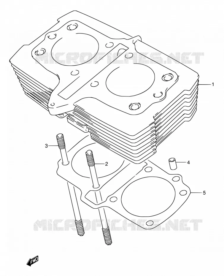CYLINDER Suzuki MOTO 500 GS-E 1994  GS500E R/GS500EU R (E02,E04,P09,E18,E21,E22,E24,E25,E34,E37,E39,E53)