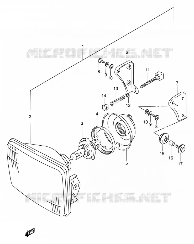 HEAD LAMP (P09) Suzuki MOTO 500 GS-E 1994  GS500E R/GS500EU R (E02,E04,P09,E18,E21,E22,E24,E25,E34,E37,E39,E53)