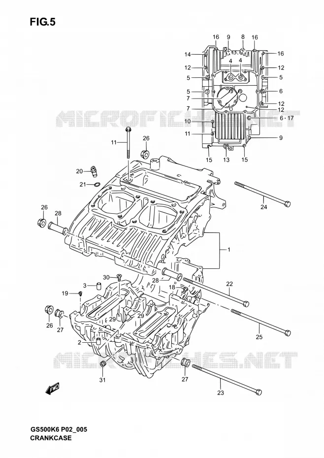 CRACKCASE COVER Suzuki MOTO 500 GS-F 2004  GS500F K4 (P02,P19,P24,P54)