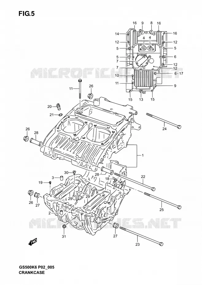CRACKCASE COVER Suzuki MOTO 500 GS-F 2005  GS500F K5 (P02,P19,P24,P54)