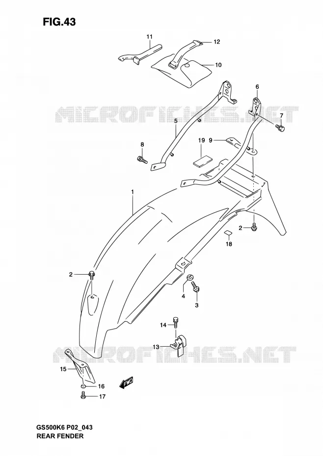 REAR FEDNER Suzuki MOTO 500 GS-F 2005  GS500F K5 (P02,P19,P24,P54)