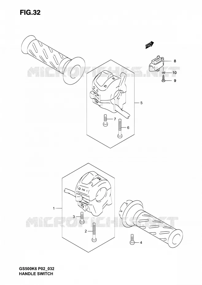 SWITCHES (MODELE K4/K5) Suzuki MOTO 500 GS-F 2005  GS500F K5 (P02,P19,P24,P54)